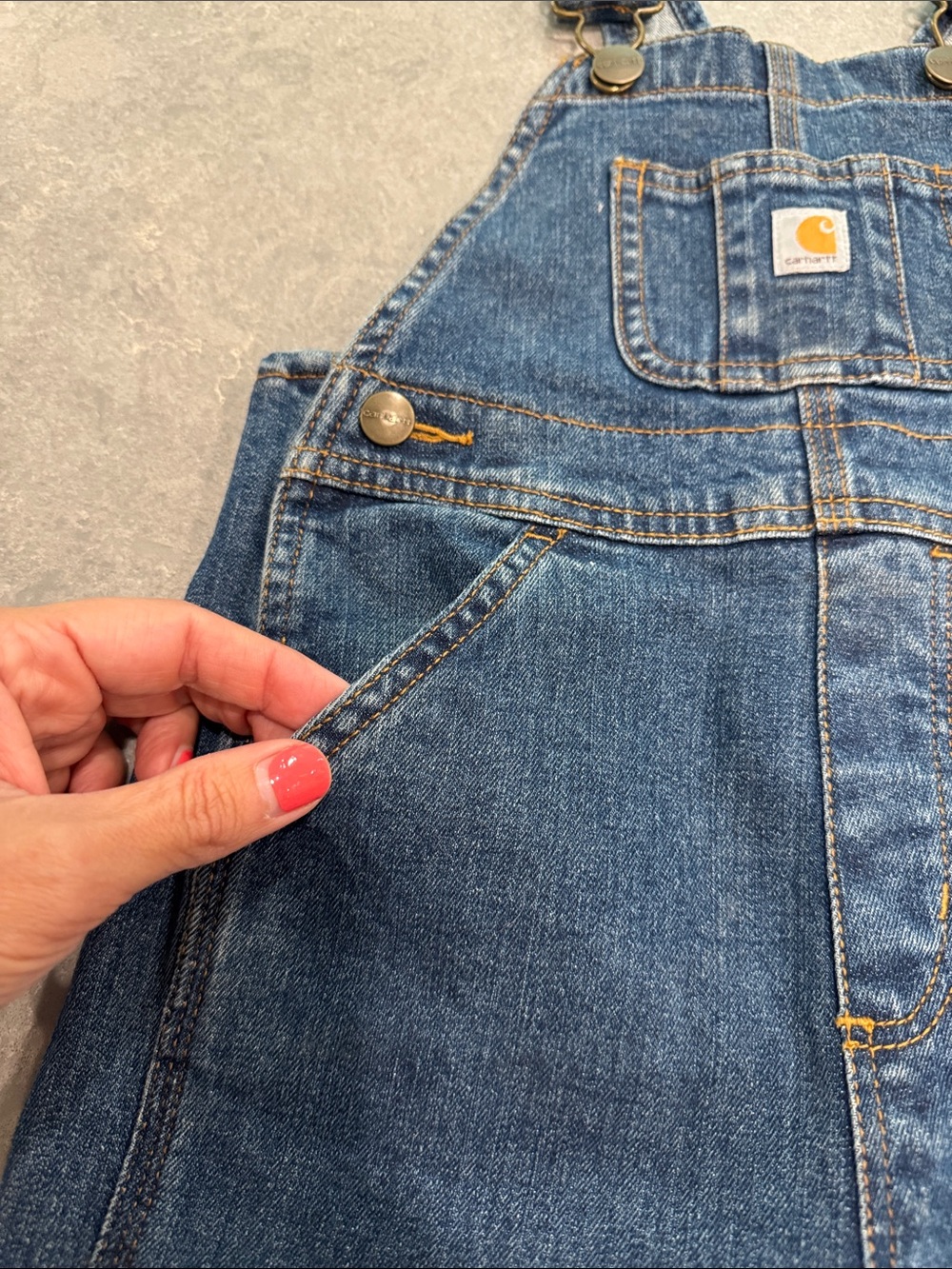 Carhartt Kids Blue Denim Relaxed Overalls - Picture 2 of 5
